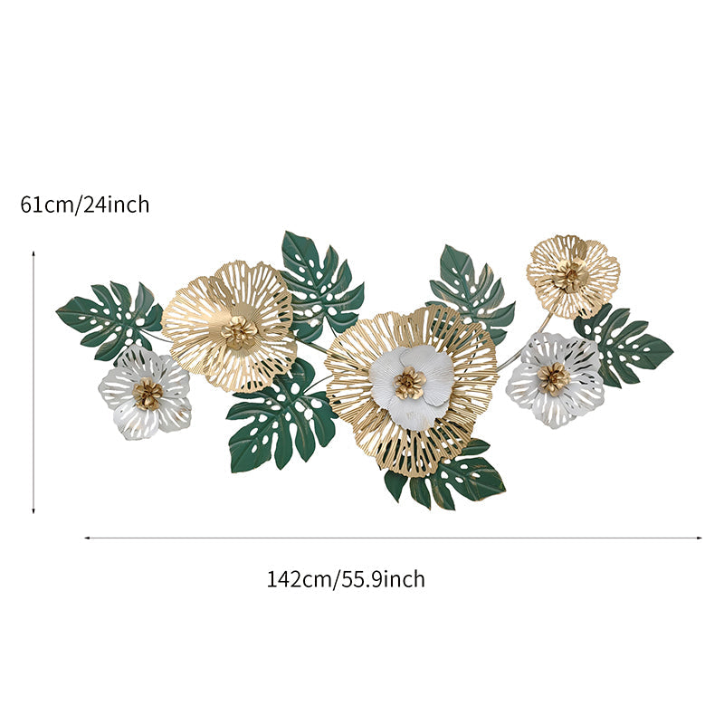 Handcrafted 3D Hollow Metal Flower Wall Decor