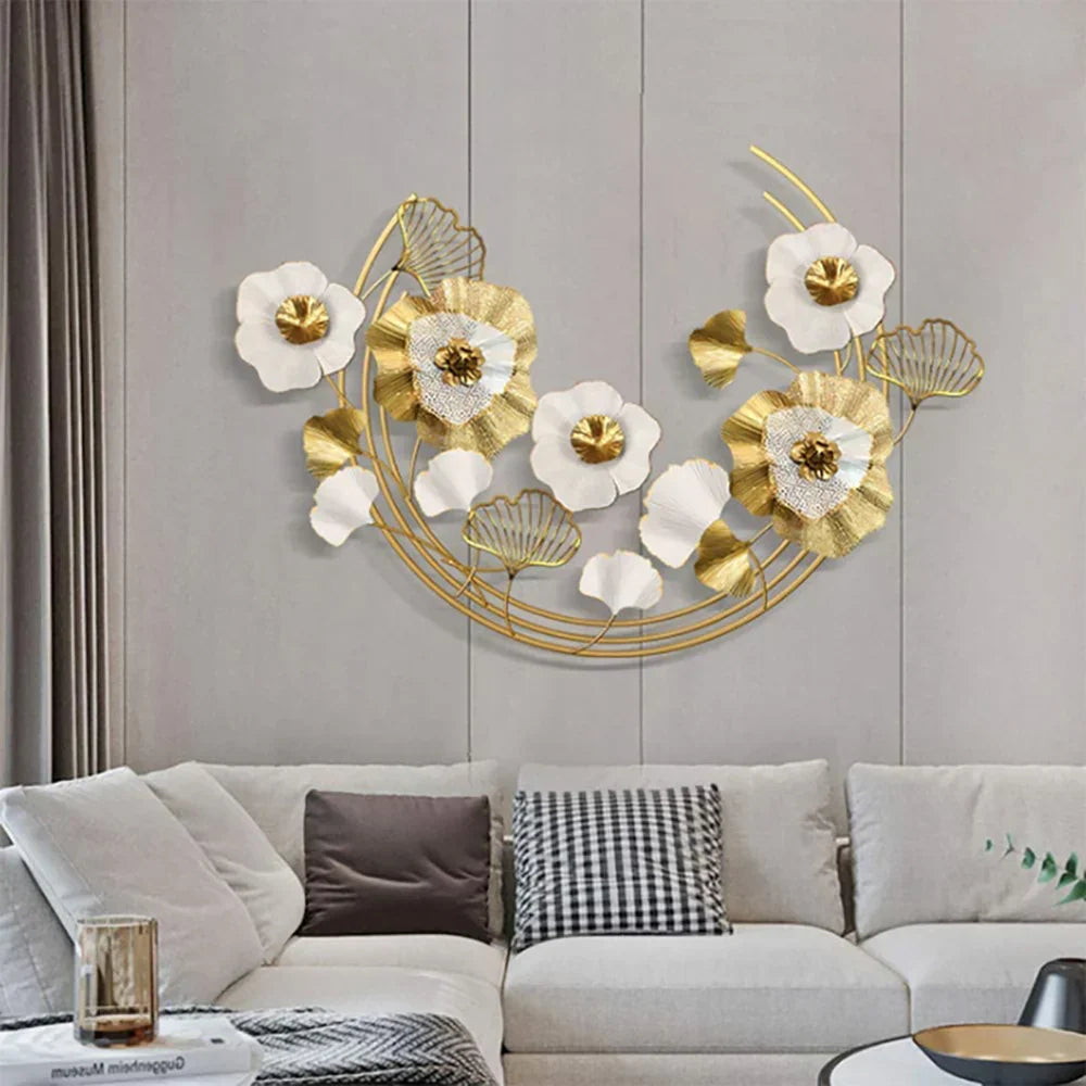 Modern Metal Wall Decor Art with Flowers Home Decor