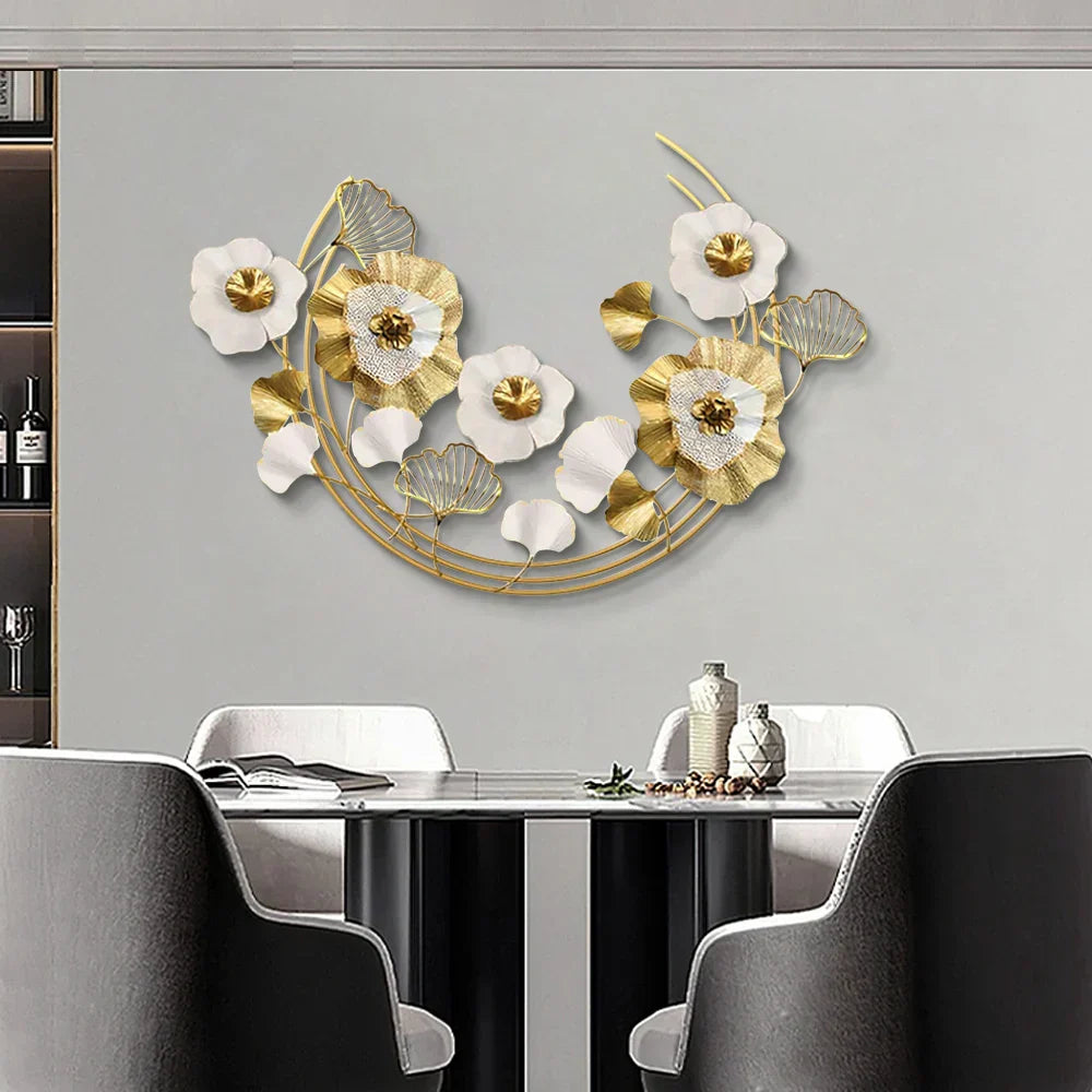 Modern Metal Wall Decor Art with Flowers Home Decor