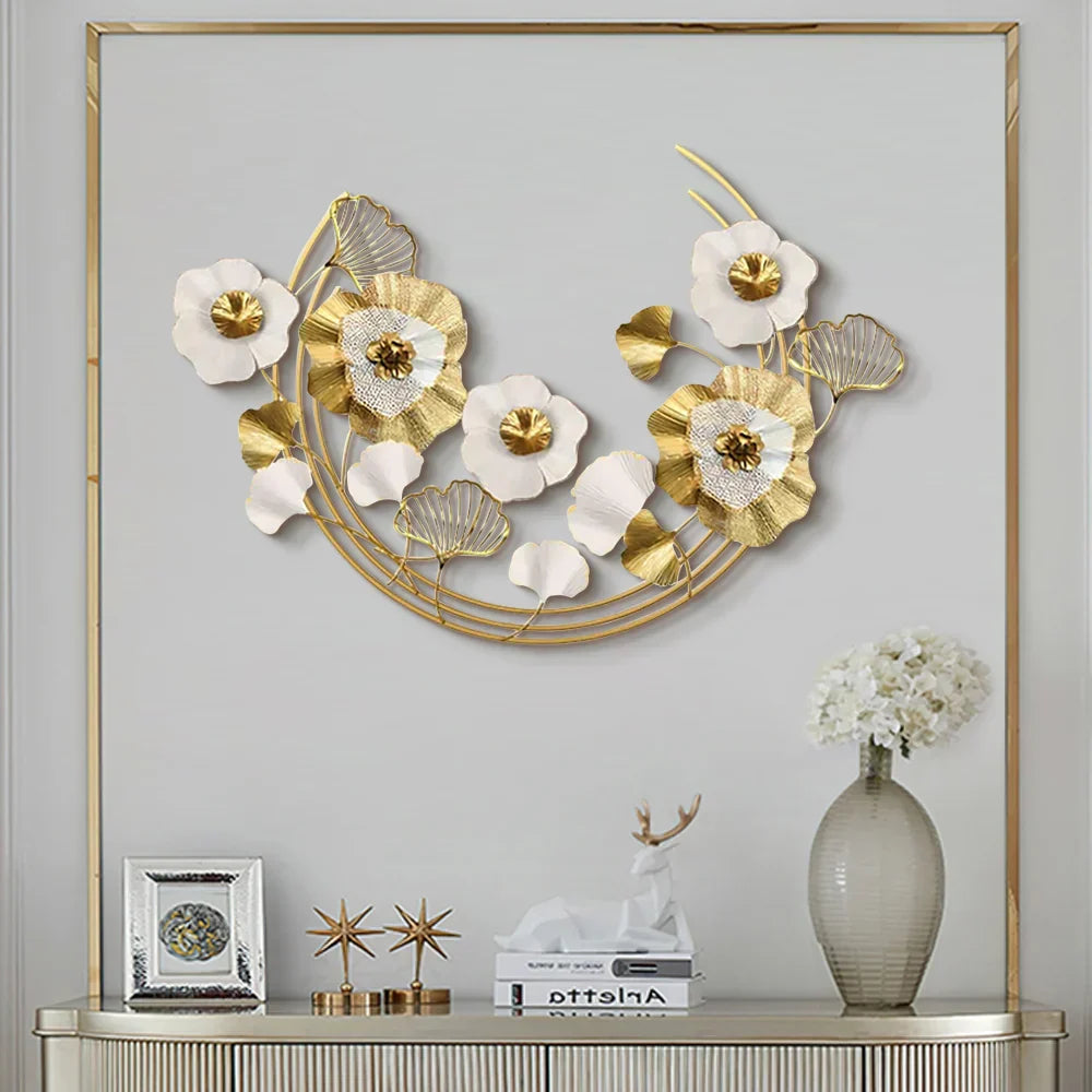 Modern Metal Wall Decor Art with Flowers Home Decor