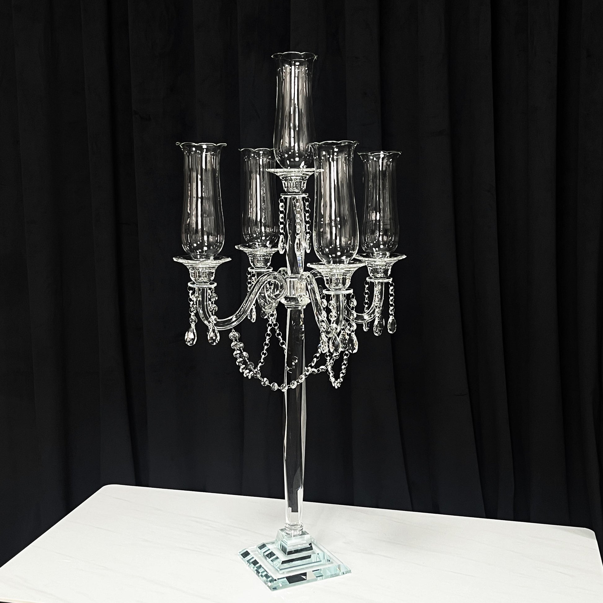 Crystal Glass Candelabra Tabletop Centerpieces