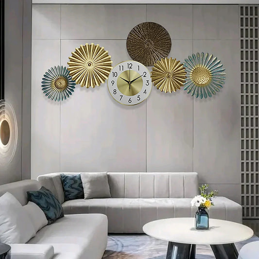 Creative Abstract Geometric Multi-Round Flower Wall Clock