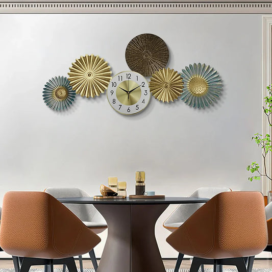 Creative Abstract Geometric Multi-Round Flower Wall Clock