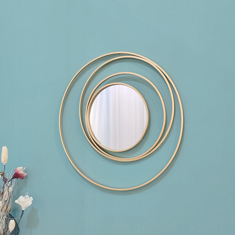 Modern 3D Gold Round Wall Mirror