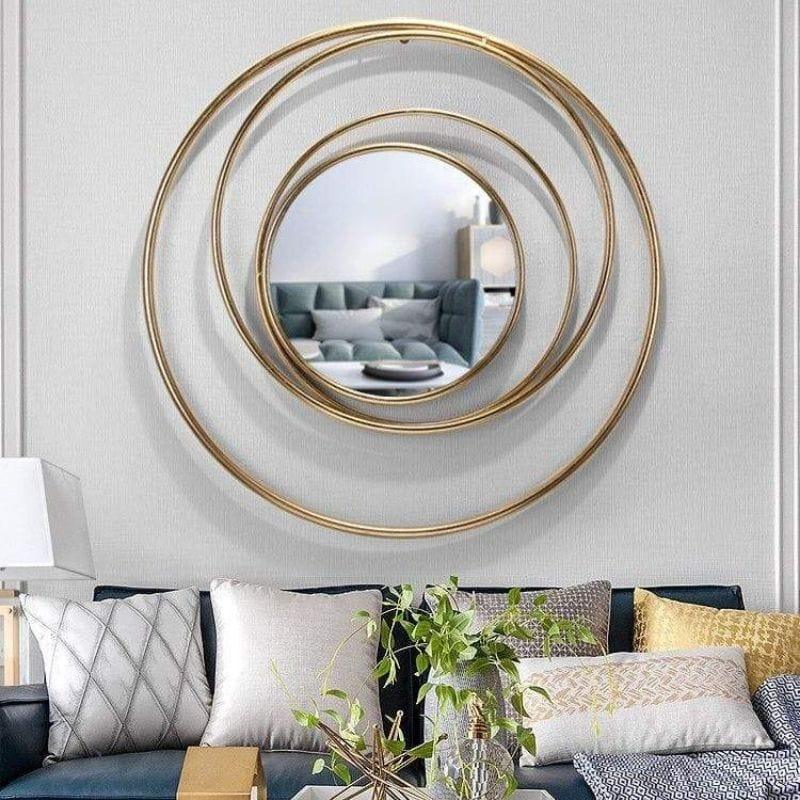 Modern 3D Gold Round Wall Mirror