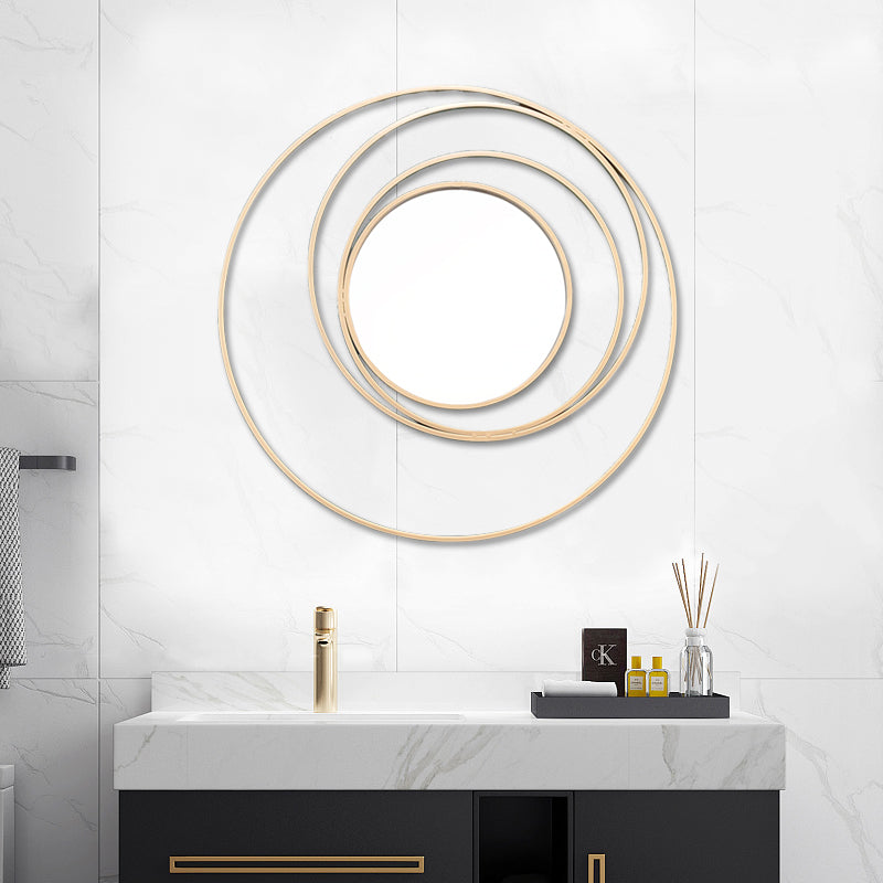 Modern 3D Gold Round Wall Mirror