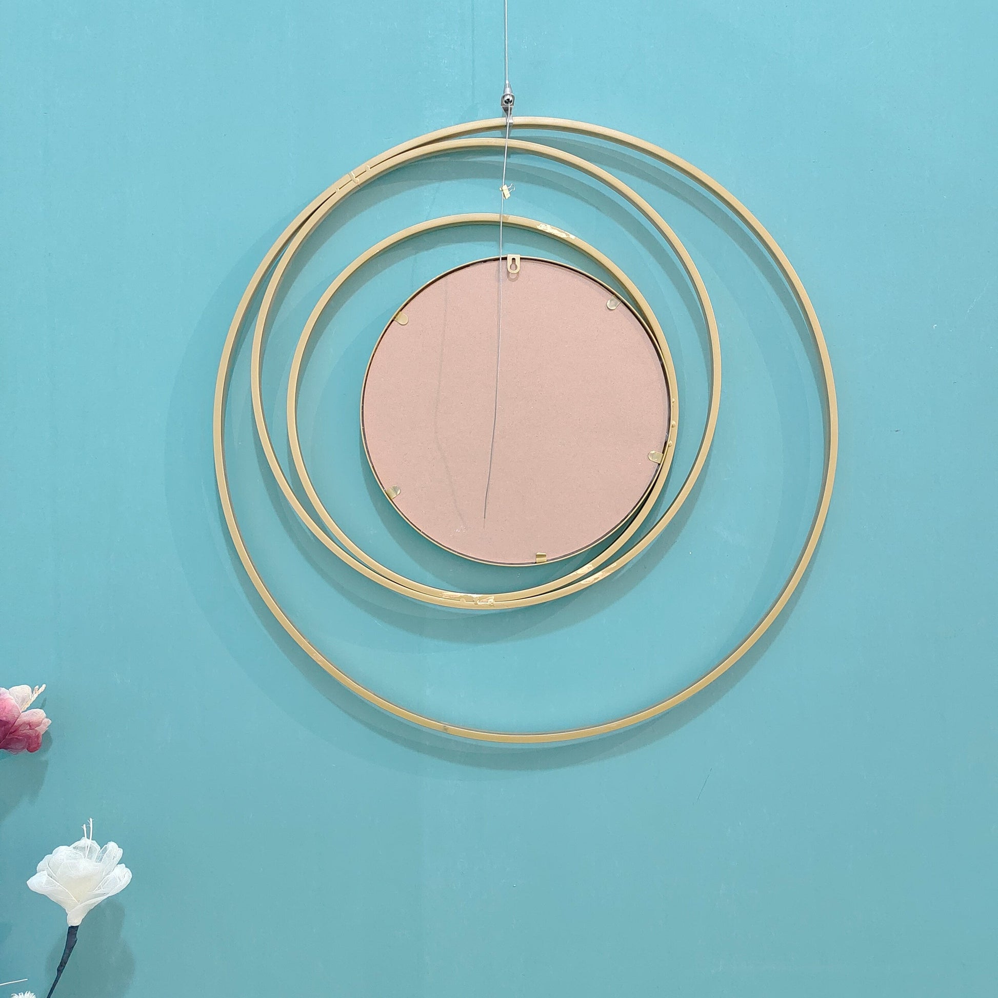 Modern 3D Gold Round Wall Mirror