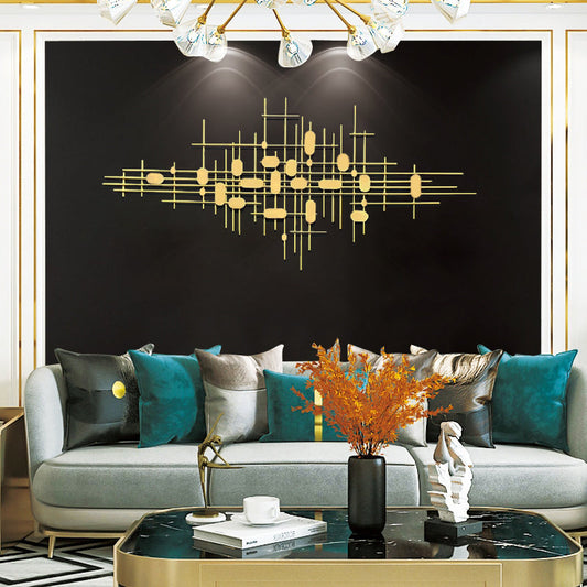 3D Geometric Modern Gold Bars And Ovals Metal Wall Decor