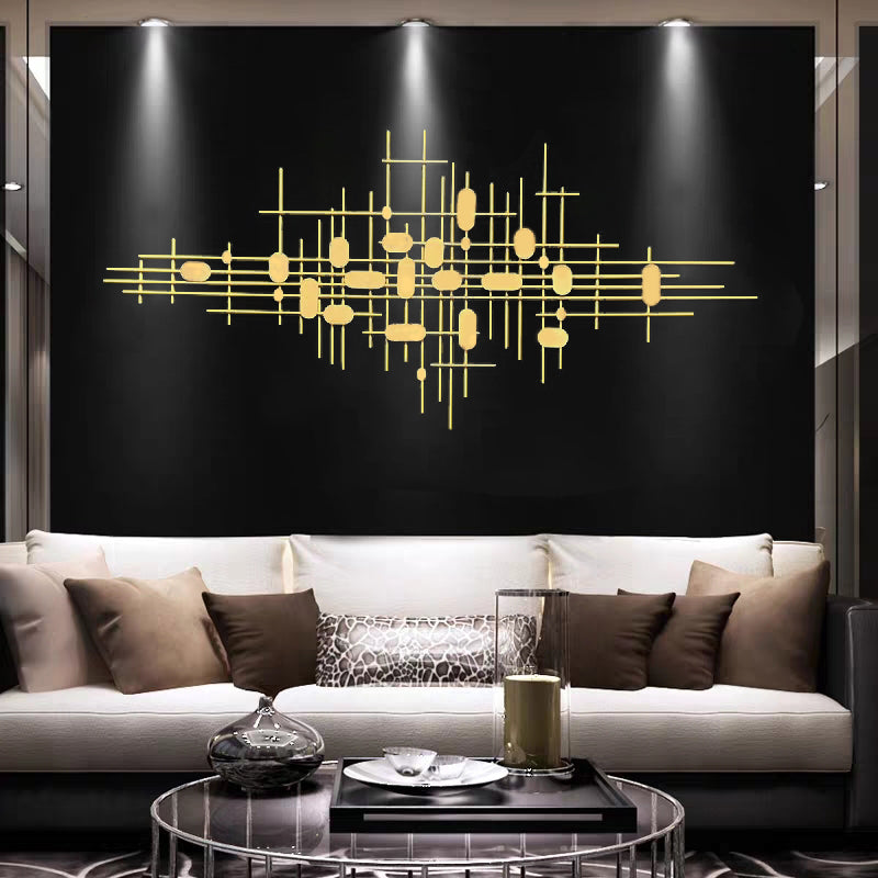 3D Geometric Modern Gold Bars And Ovals Metal Wall Decor