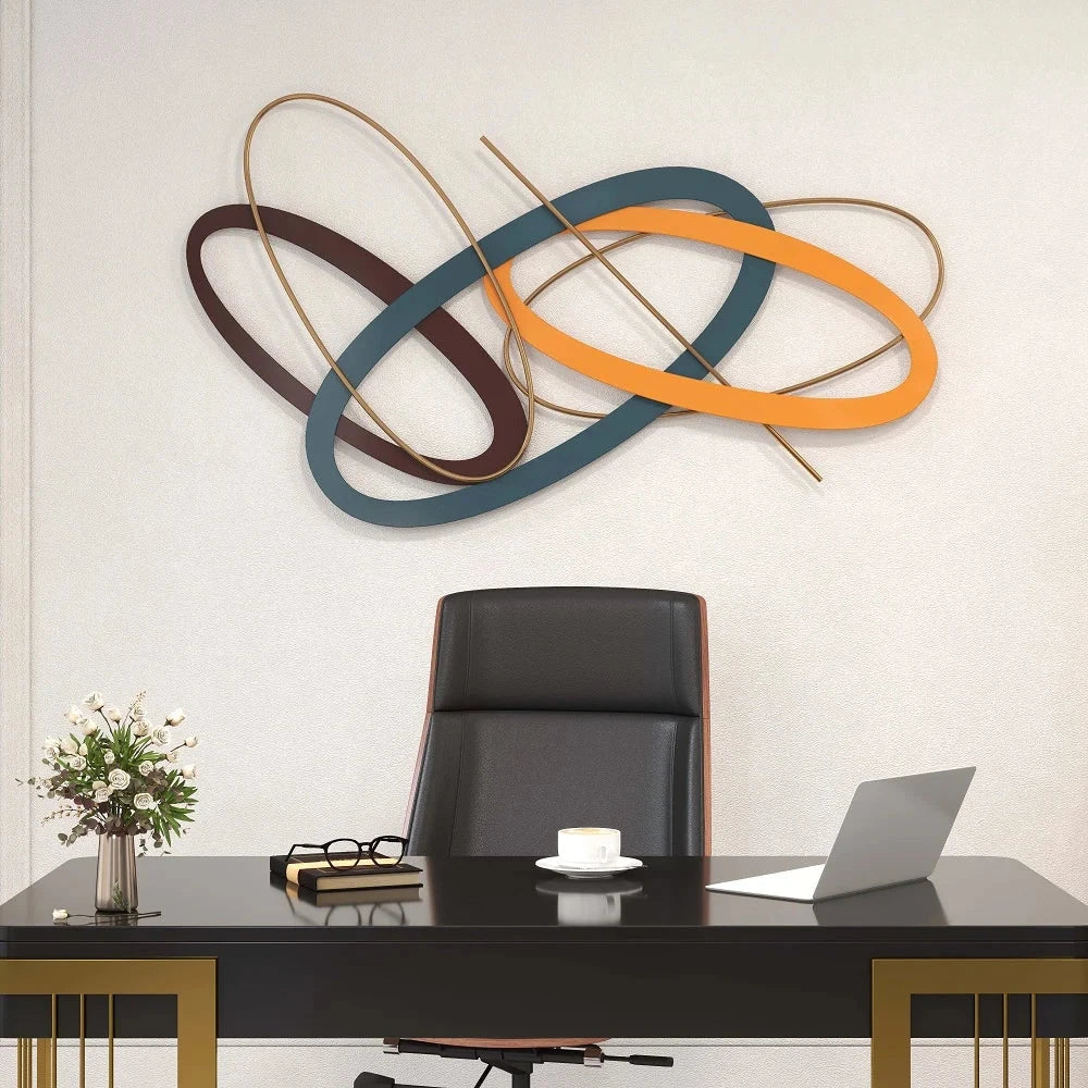 3D Modern Geometric Overlapping Metal Wall Accent