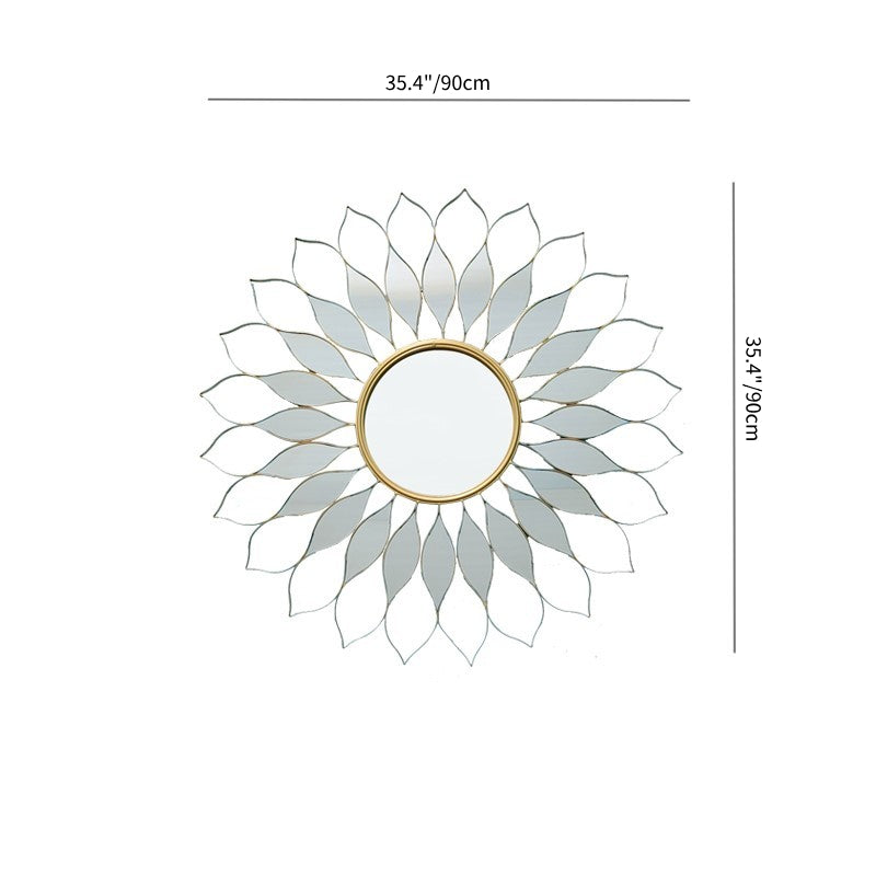 Handmade Modern Gold Sunflower Metal Wall Mirror