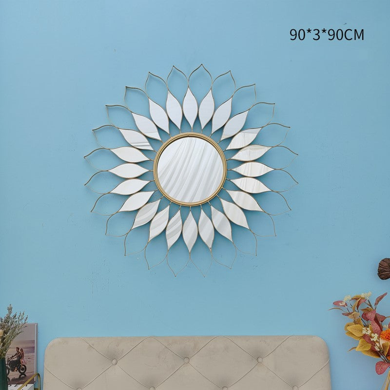 Handmade Modern Gold Sunflower Metal Wall Mirror