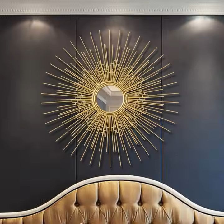 Sunburst Geometric Wall Mirror Decor