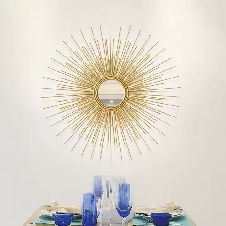 Sunburst Geometric Wall Mirror Decor