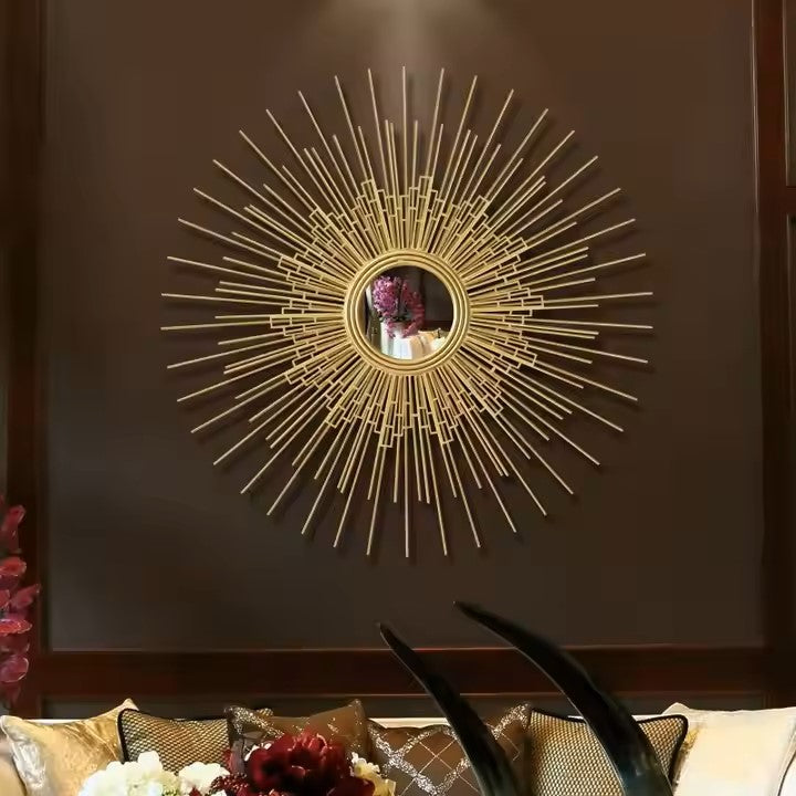 Sunburst Geometric Wall Mirror Decor