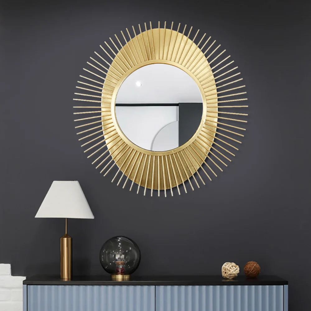 Creative Modern Sunburst Gold Metal Wall Mirror Home Decor Accent