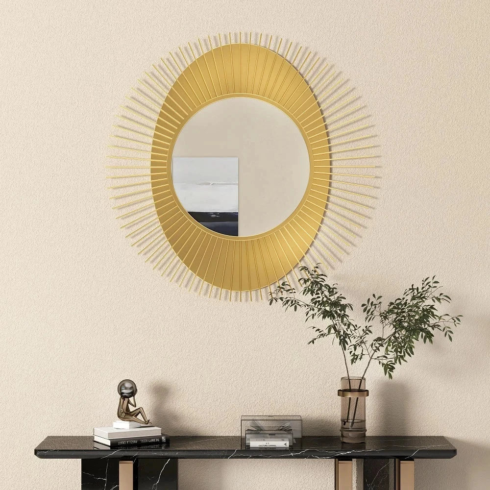 Creative Modern Sunburst Gold Metal Wall Mirror Home Decor Accent