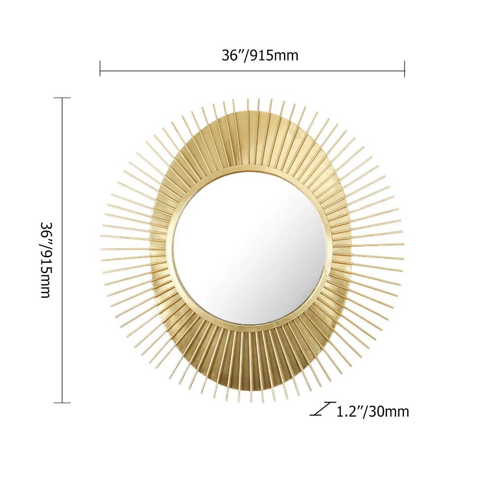 Creative Modern Sunburst Gold Metal Wall Mirror Home Decor Accent