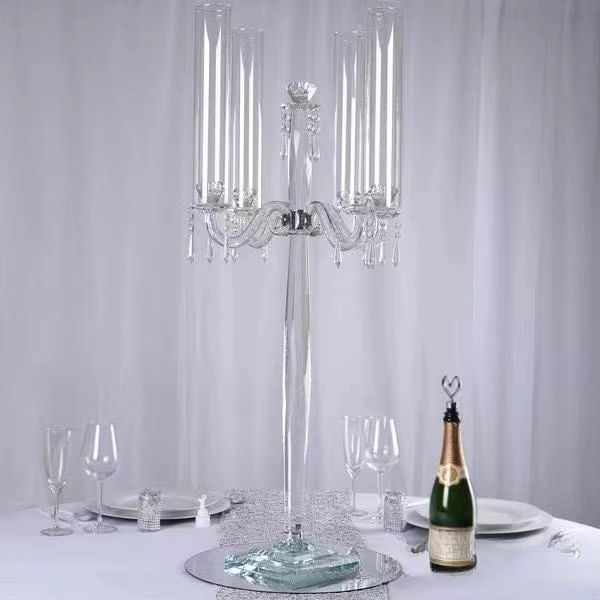 Crystal Glass Candelabras Party Candle Holders