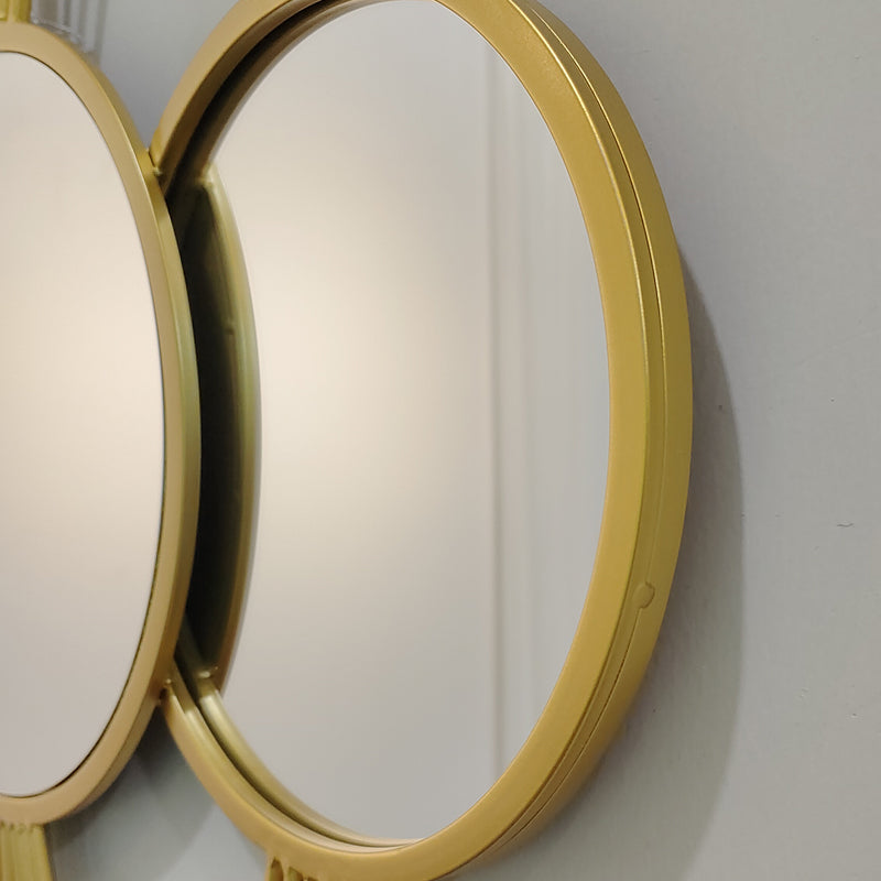 3 Pieces Overlapping Gold Round Mirror Wall Art