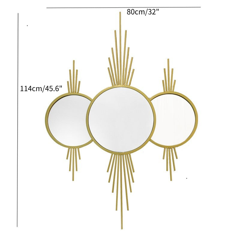 3 Pieces Overlapping Gold Round Mirror Wall Art