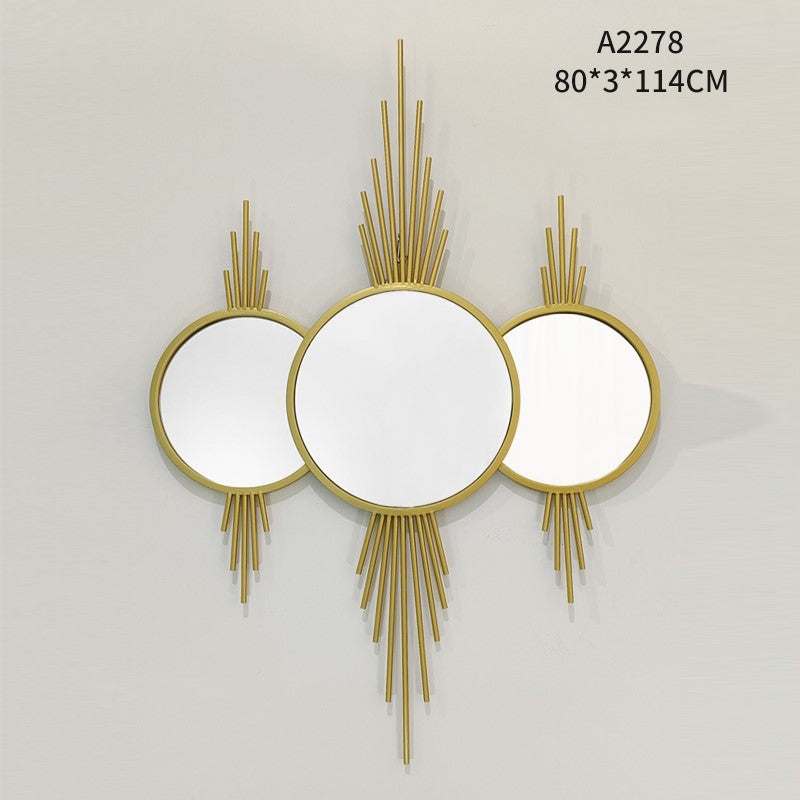 3 Pieces Overlapping Gold Round Mirror Wall Art