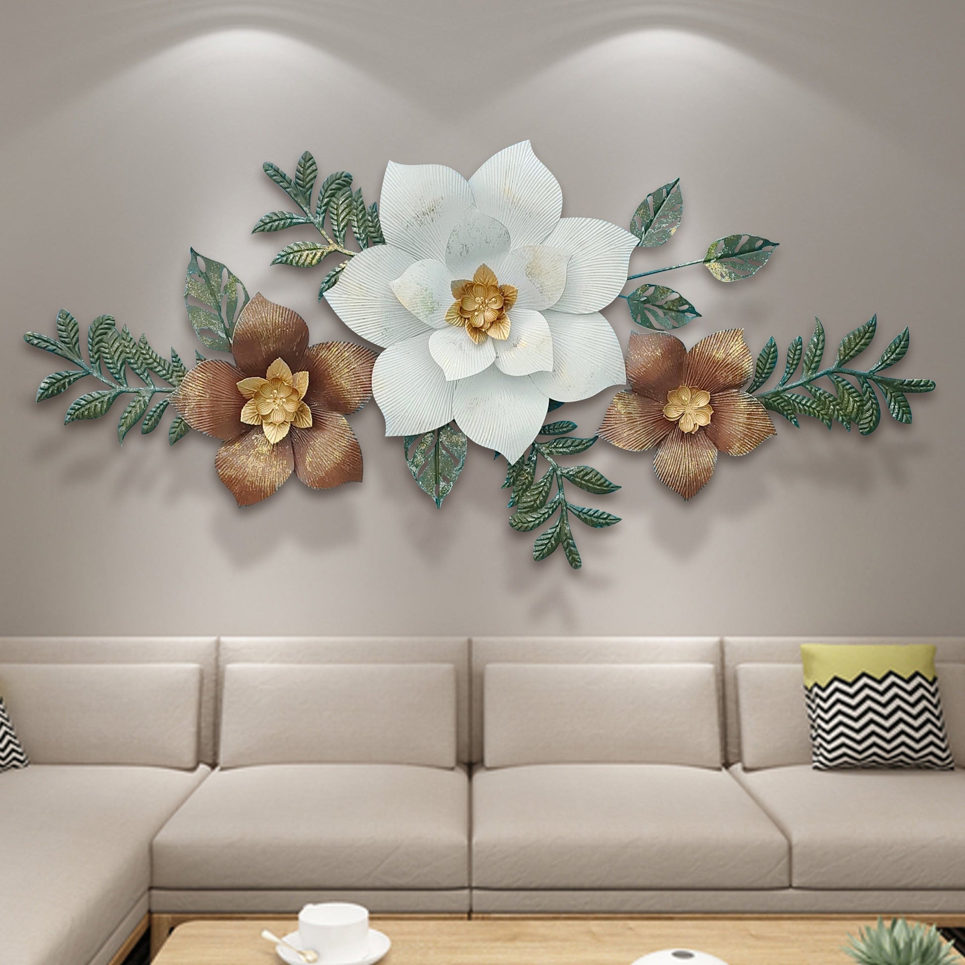 3D Handcrafted Metal Flower Wall Art Home Accent Decor