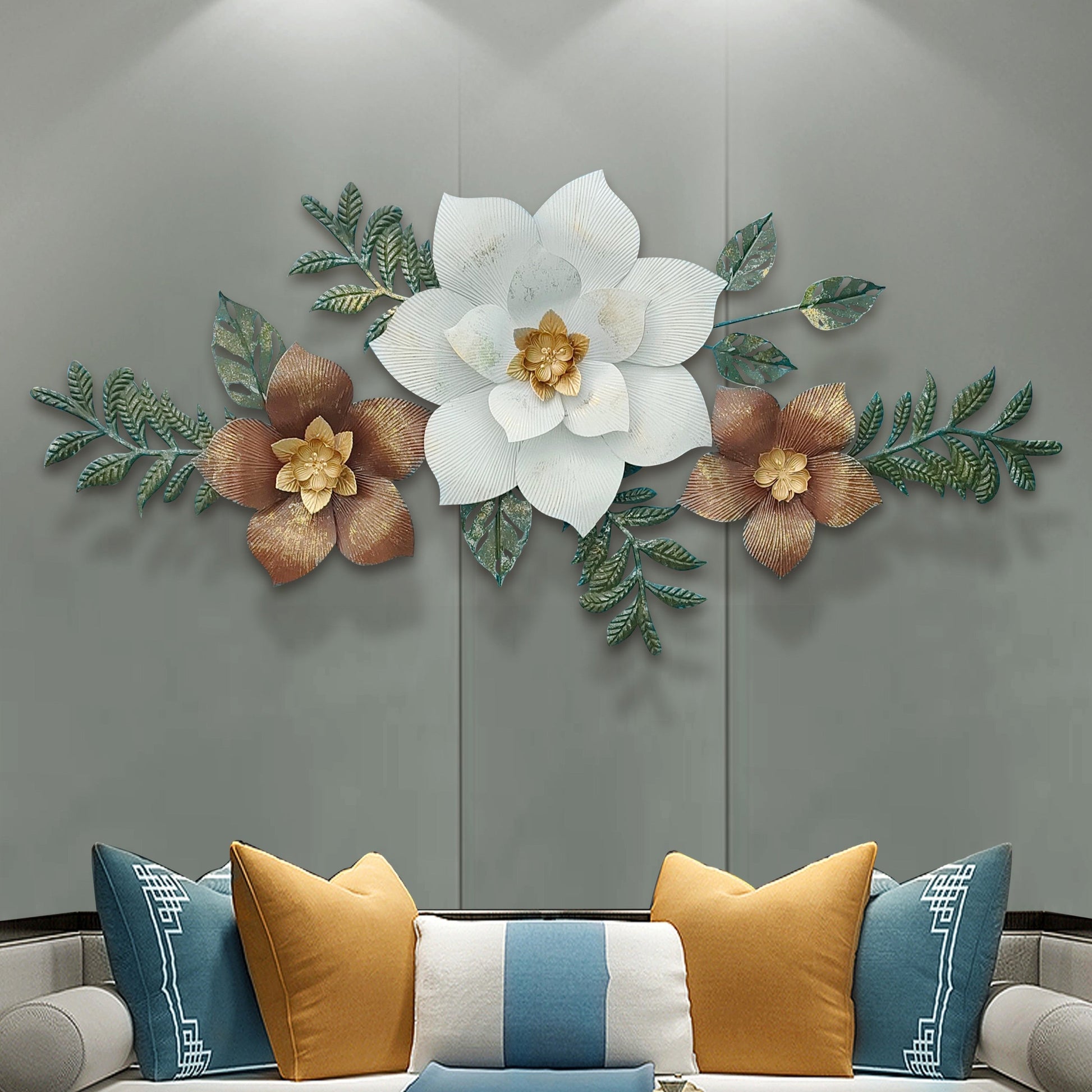 3D Handcrafted Metal Flower Wall Art Home Accent Decor