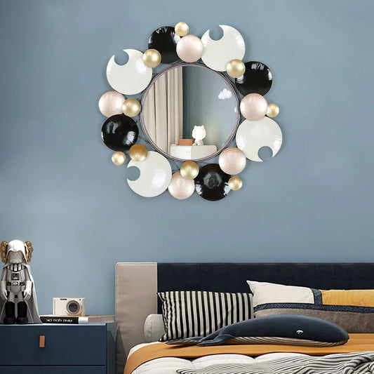 Modern 3D Overlapping Round Metal Wall Mirror