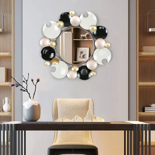 Modern 3D Overlapping Round Metal Wall Mirror