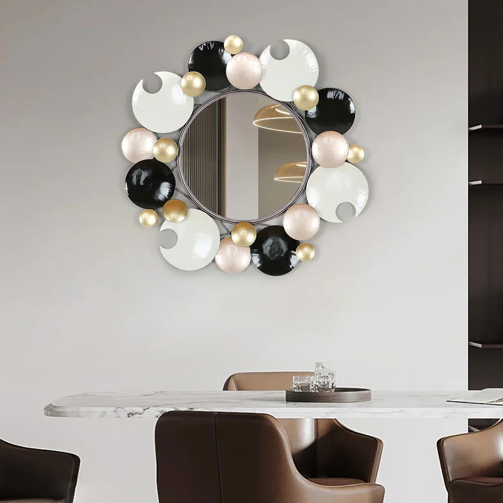 Modern 3D Overlapping Round Metal Wall Mirror