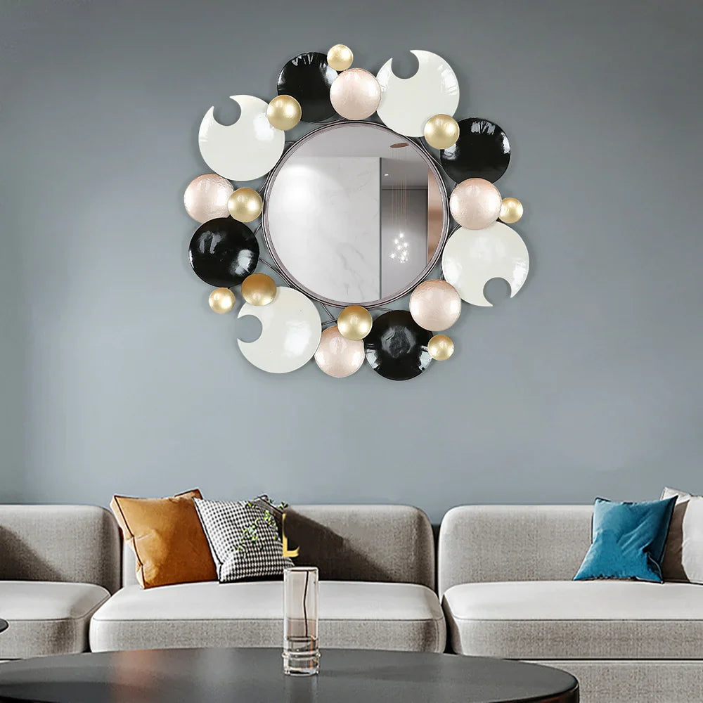 Modern 3D Overlapping Round Metal Wall Mirror