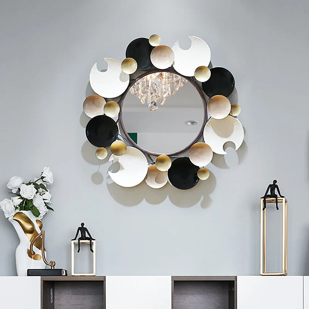 Modern 3D Overlapping Round Metal Wall Mirror