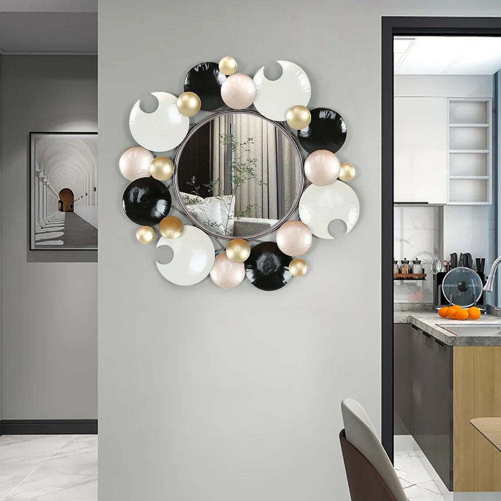 Modern 3D Overlapping Round Metal Wall Mirror