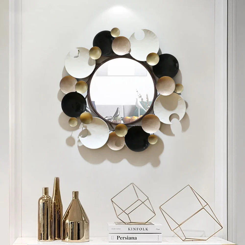 Modern 3D Overlapping Round Metal Wall Mirror