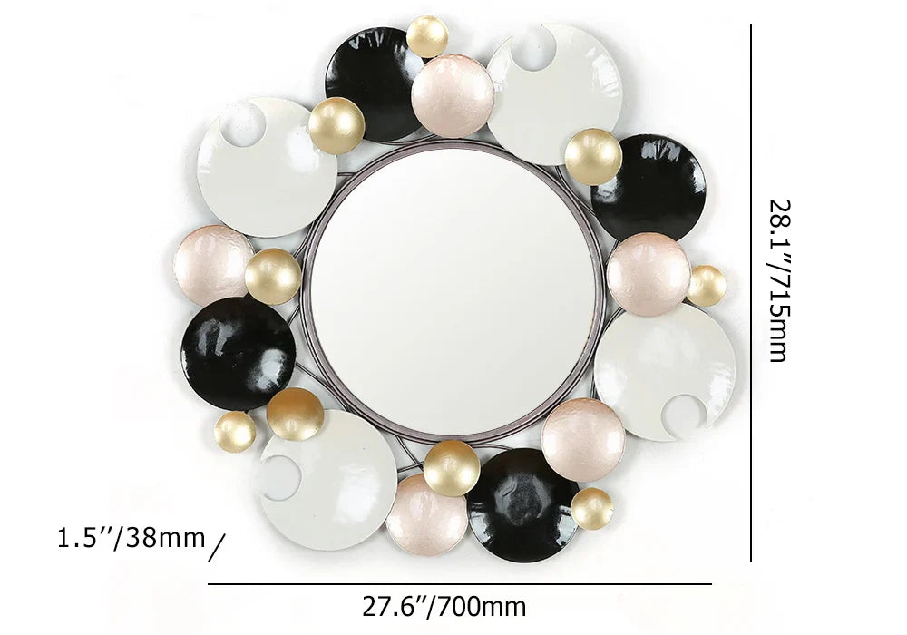 Modern 3D Overlapping Round Metal Wall Mirror