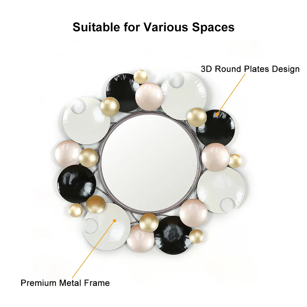 Modern 3D Overlapping Round Metal Wall Mirror