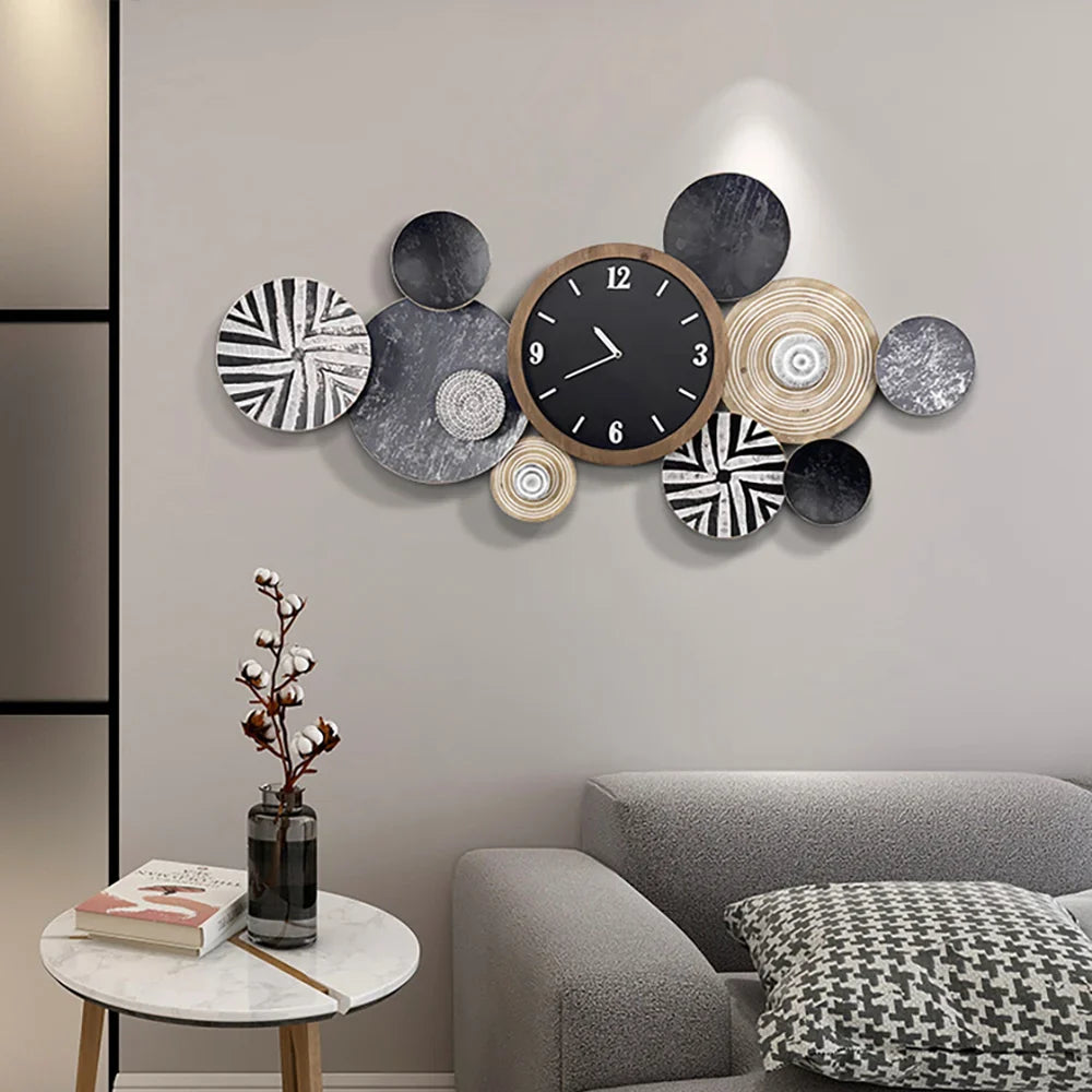 Handmade 3D Modern Geometric Multi-Circle Metal Silent Wall Clock