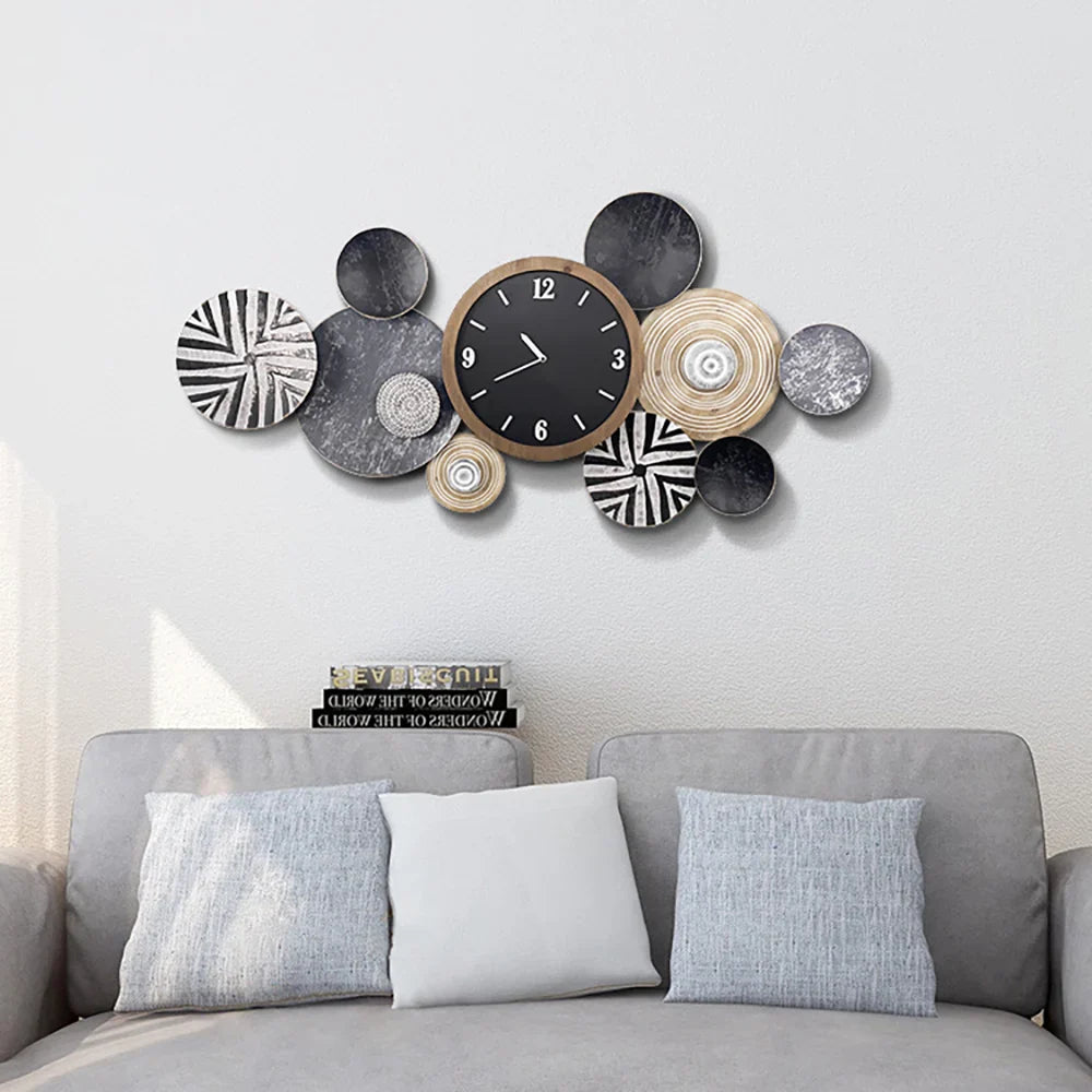 Handmade 3D Modern Geometric Multi-Circle Metal Silent Wall Clock