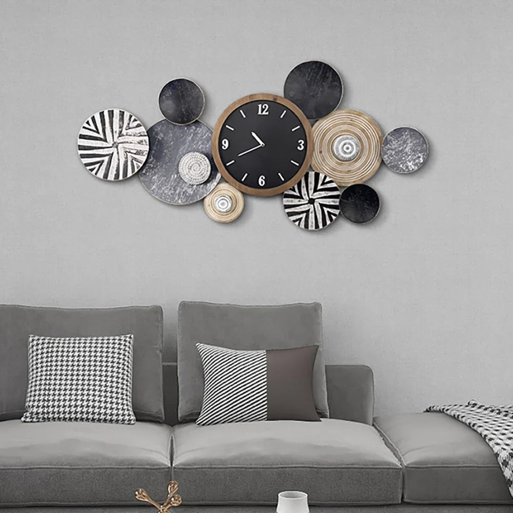 Handmade 3D Modern Geometric Multi-Circle Metal Silent Wall Clock