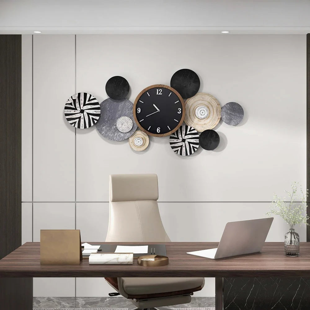 Handmade 3D Modern Geometric Multi-Circle Metal Silent Wall Clock