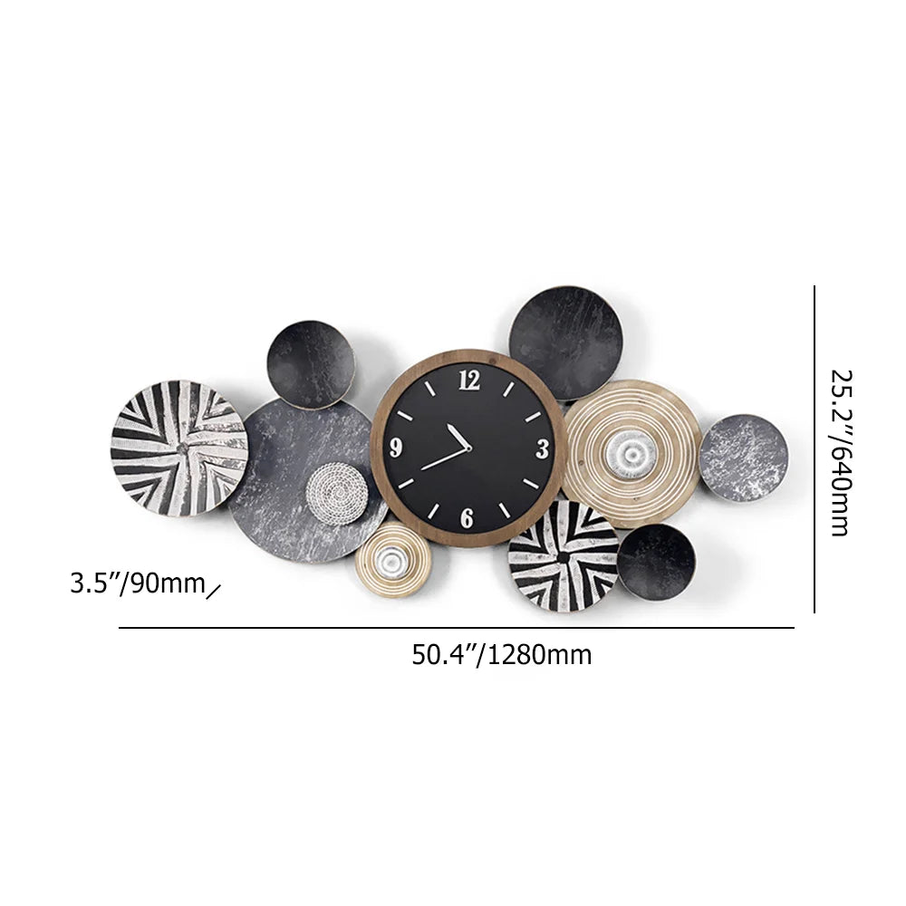 Handmade 3D Modern Geometric Multi-Circle Metal Silent Wall Clock