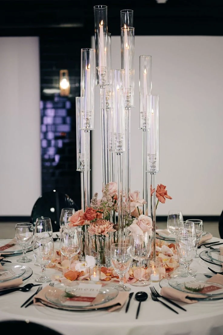 9 Arms 48" Tall | Crystal Glass Candelabra