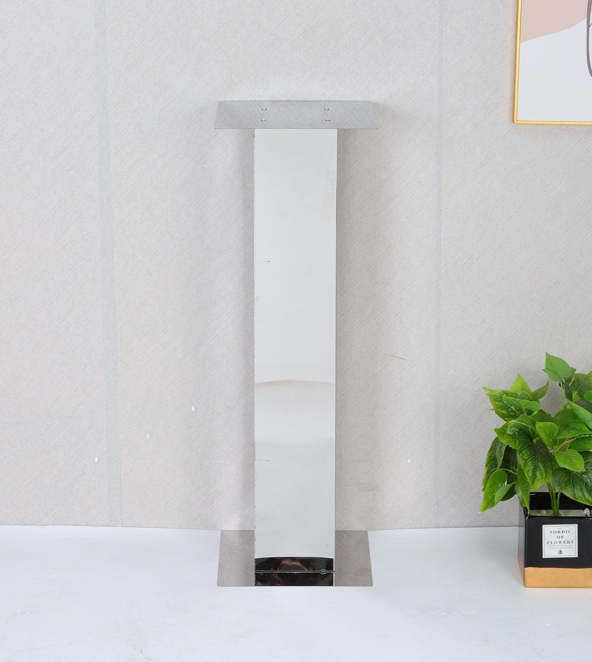 Square Column Mirror Stainless Steel Floral Stands