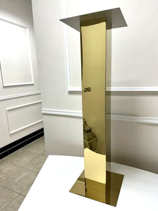 Square Column Mirror Stainless Steel Floral Stands