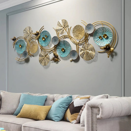 3D Lotus Leaves Metal Wall Decor Home Luxury Wall Art