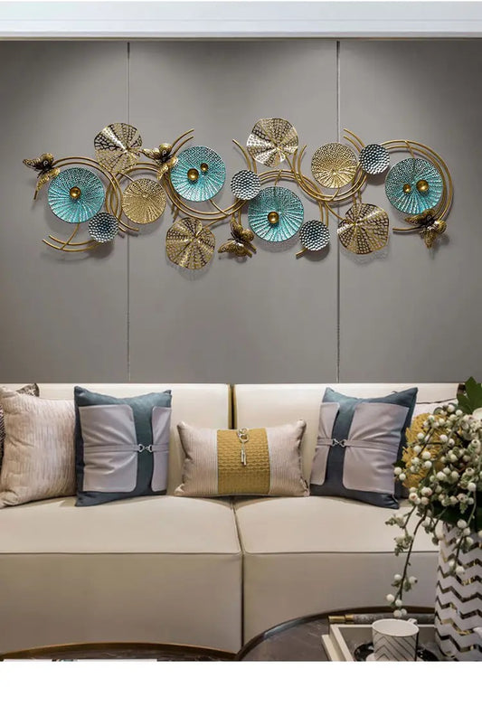 3D Lotus Leaves Metal Wall Decor Home Luxury Wall Art